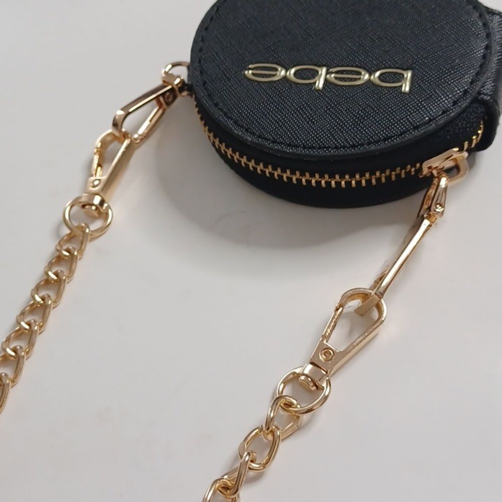 Bebe Black Mini Coin Bag with Gold Chain - Picture 7 of 9